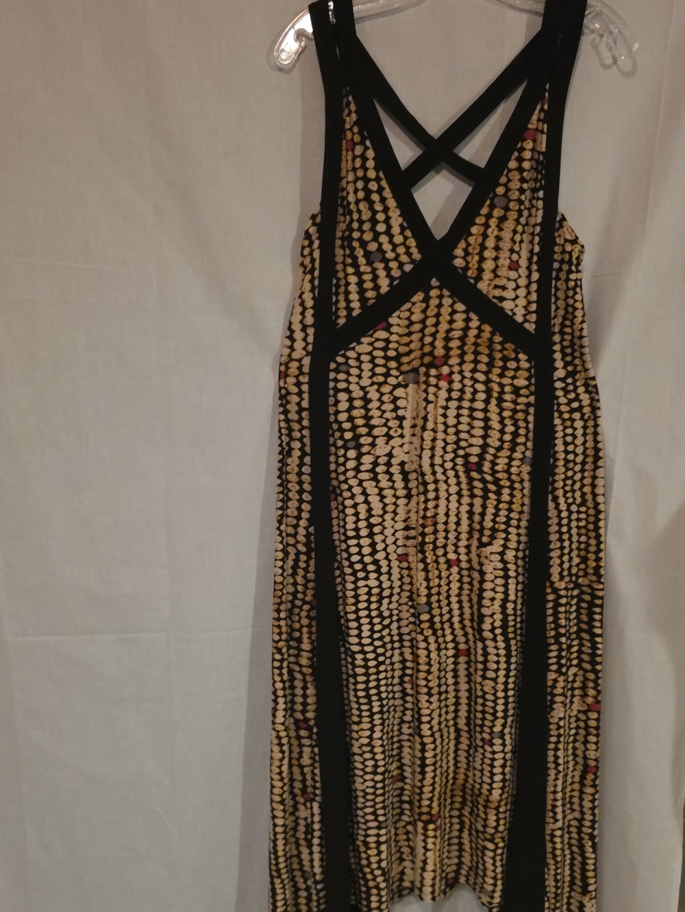 BCBGMaxAzria Black Maxi Dress with Gold Dot Print